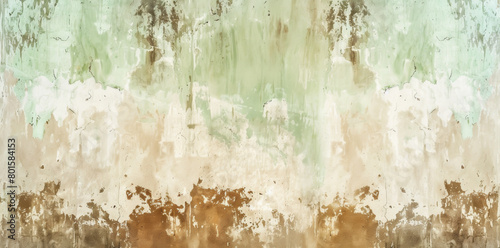 Abstract background showing a weathered wall with layers of green and brown paint peeling, revealing a grunge texture perfect for vintage or rustic design themes