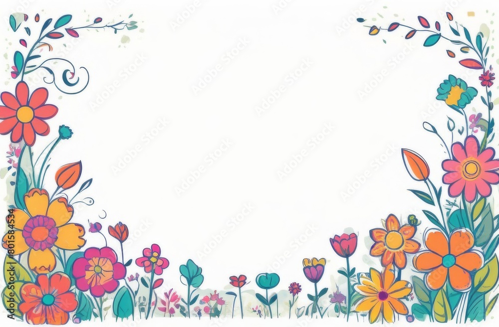 Text frame on a white sheet of paper, colorful frames, birds, balls, berries, threads Text frame on a white sheet of paper, colorful frames, birds, balls, berries, threads