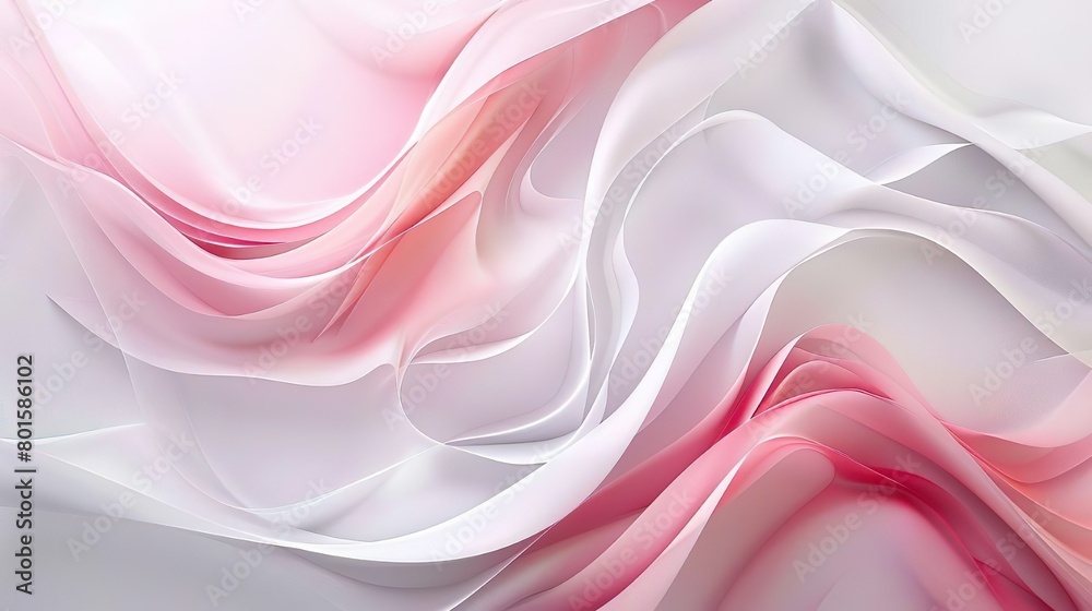 Obraz premium Textile, flow, silk background, futuristic wallpaper, design, abstract, light, bright, smooth, curve, white and red waves.
