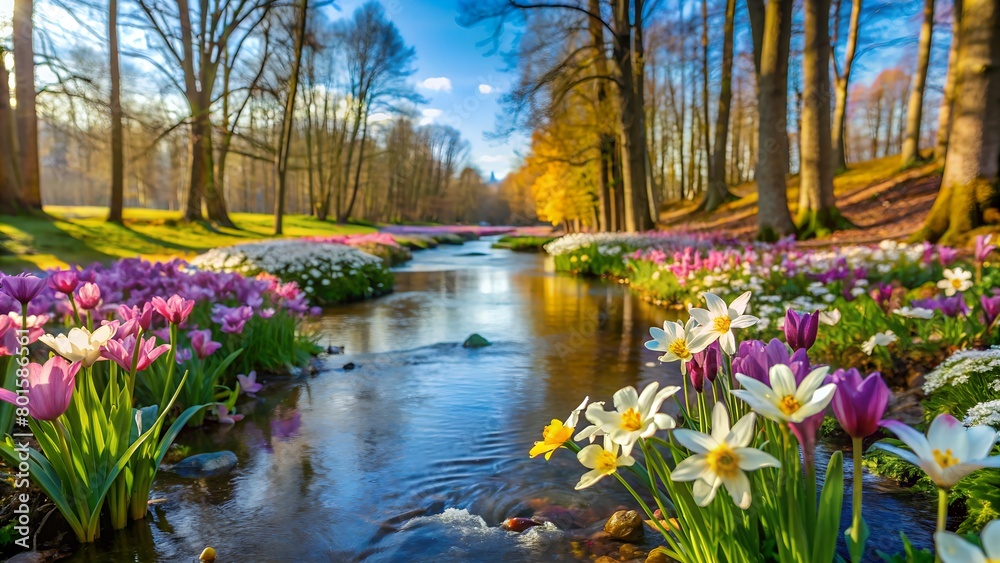 spring landscape with a river spring landscape with a river