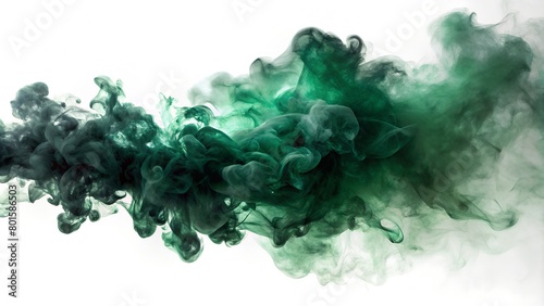 dark green smoke on white background