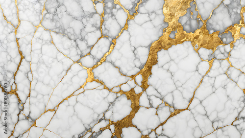 A white marble with gold accents