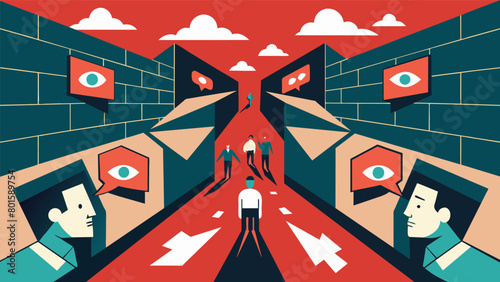 Walls built from distorted images and edited videos leading people astray and manipulating their perceptions..