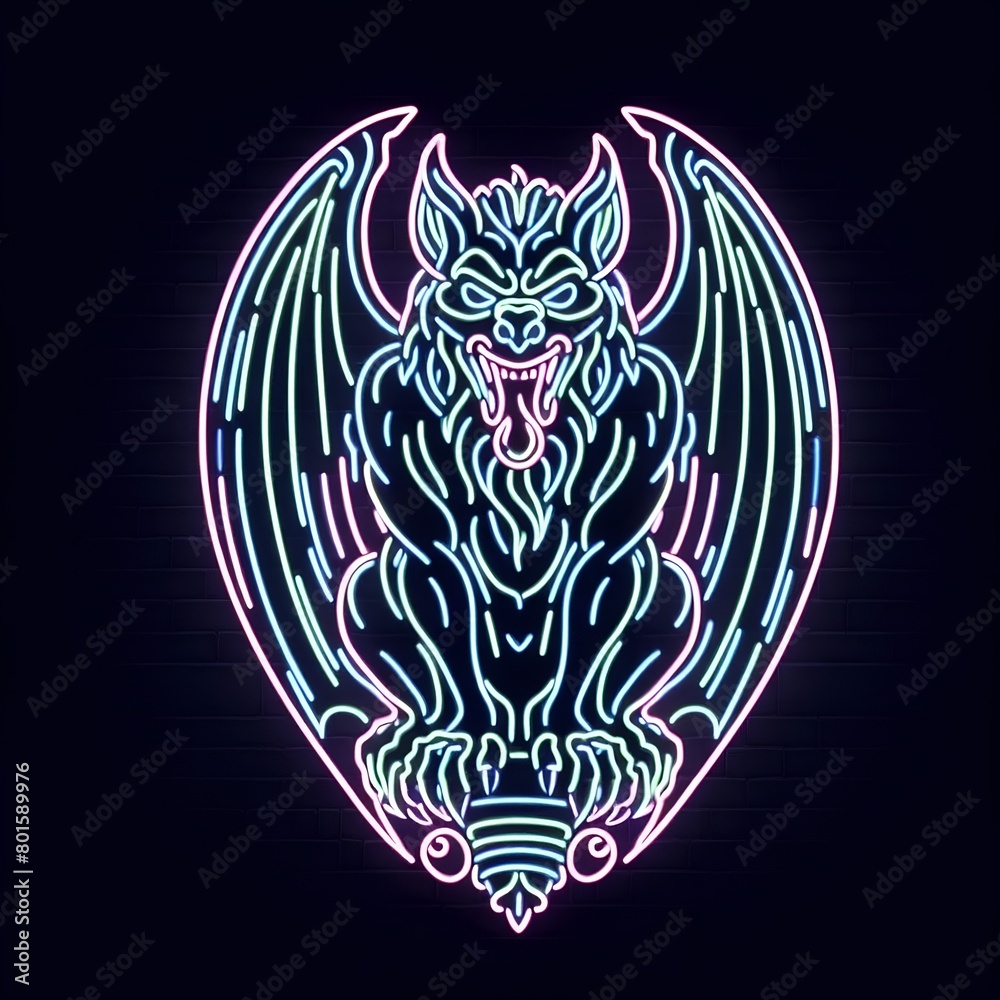 Neon gargoyle background Neon gargoyle background