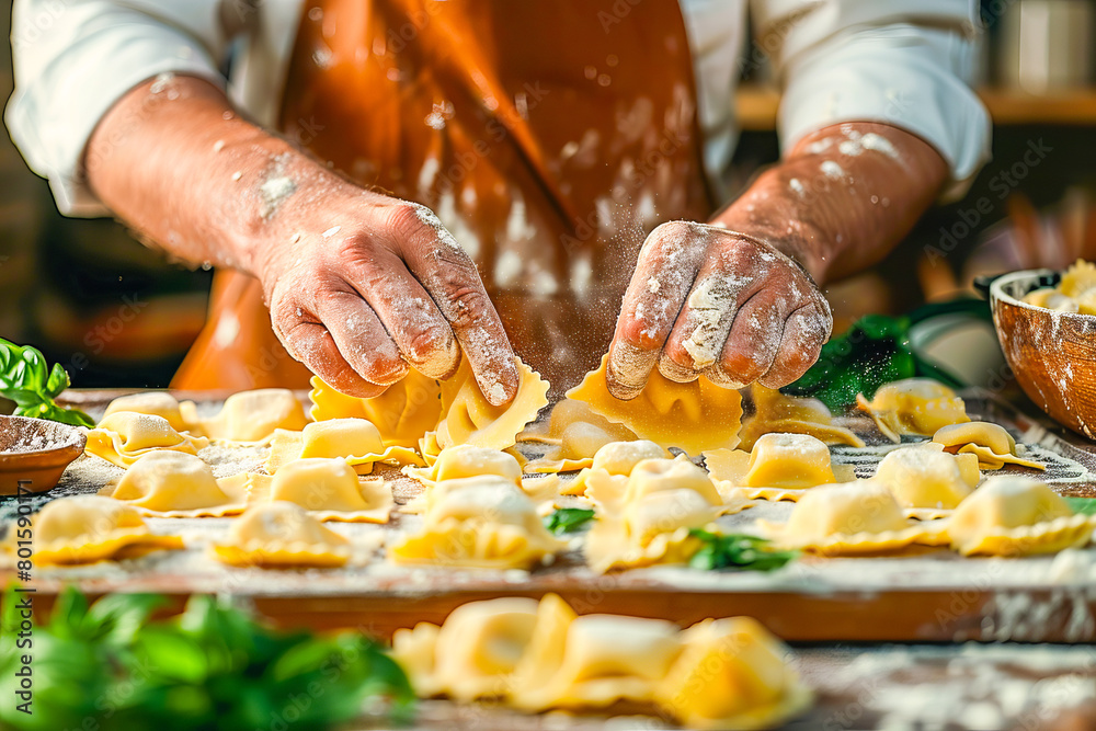 Artisan pasta preparation - a glimpse into italian cuisine