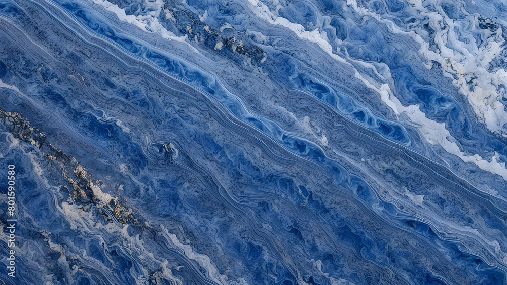 Fototapeta premium The image is a blue and white pattern that resembles a wave
