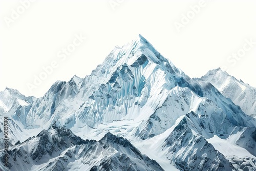 majestic snowcapped mountain peak isolated on white background natural landscape element highresolution photography