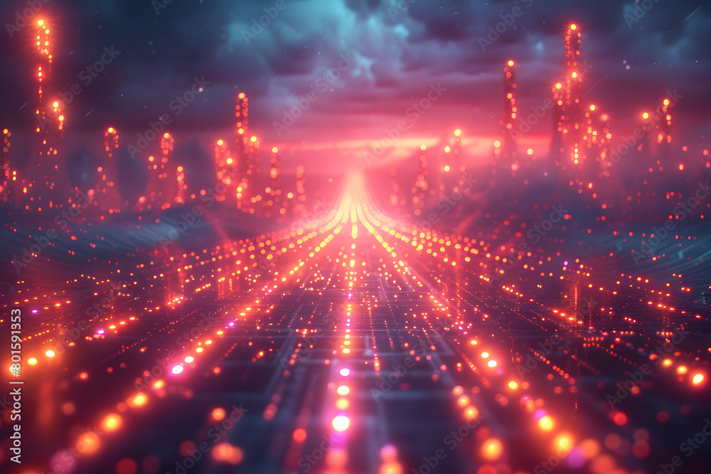 Obraz premium Modern Cyberspace Canvas: A Futuristic Landscape of Discovery