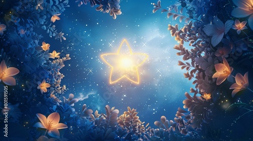 A star glows amidst a mystical floral universe