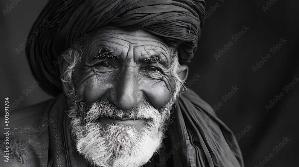 Obraz premium Classic monochrome portrait of an old man smiling.