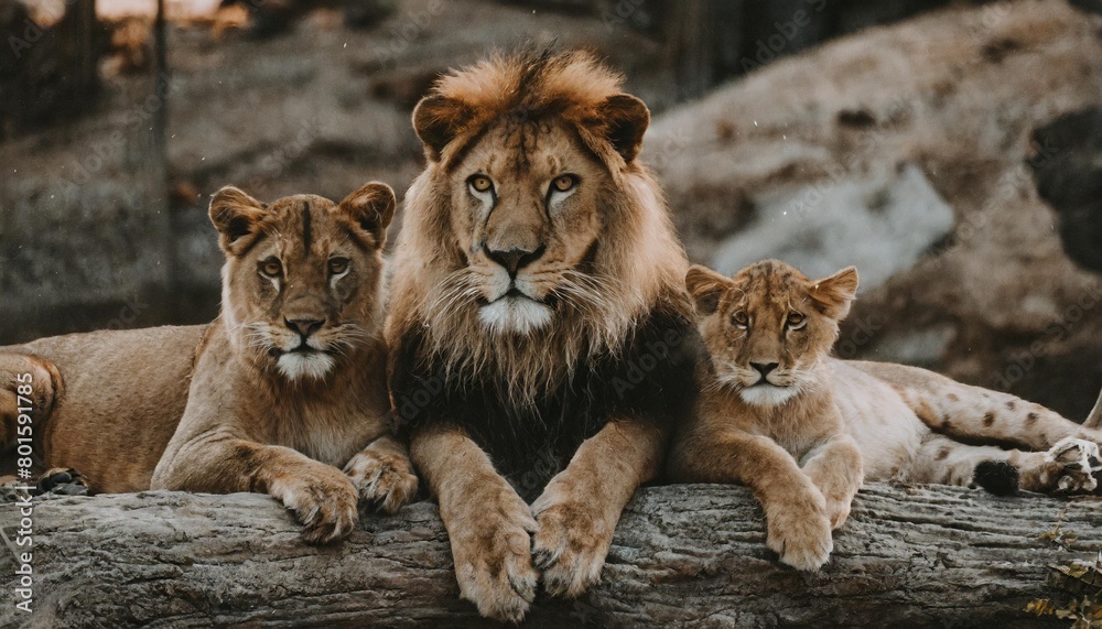tiger lion and panter big cats set