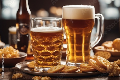 'food collage beer drink background glasses alcohol mug table froth lager beverage foam booze bubble amber party up high cold ales fresh yellow gold alcoholic tavern tankard rustic liquid cup set'