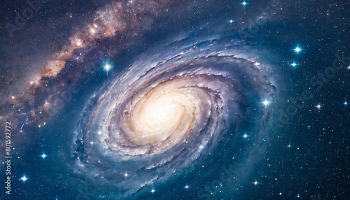 space background with spiral galaxy and stars