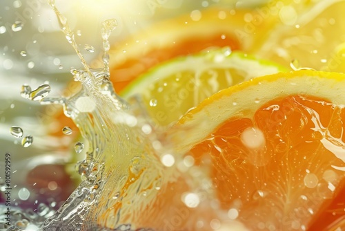 refreshing citrus juice splashes in bright yellow and orange hues healthy summer beverage dynamic photo set