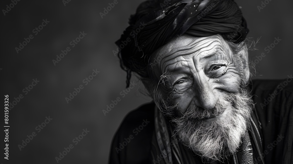Classic monochrome portrait of an old man smiling. Classic monochrome portrait of an old man smiling.