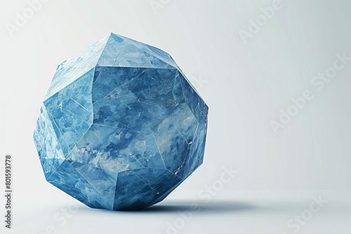 rough blue stone polyhedra symbolizing firmness and principle 3d rendering photo