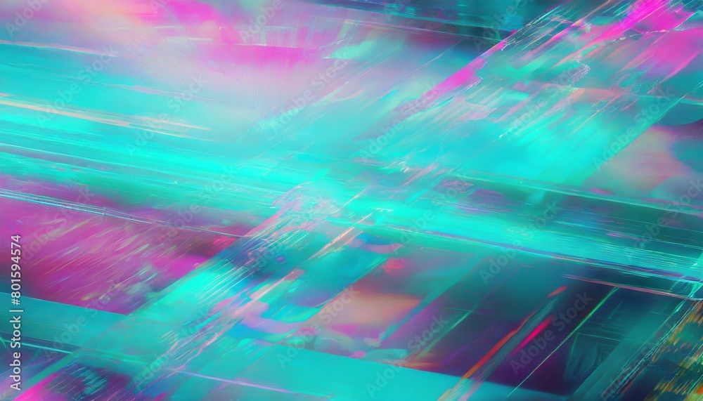 abstract blue mint and pink background with interlaced digital distorted motion glitch effect futuristic cyberpunk design retro futurism webpunk rave 80s 90s aesthetic techno neon colors