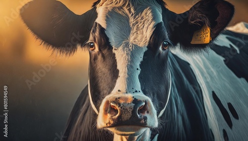 close up of a holstein cow s face photo