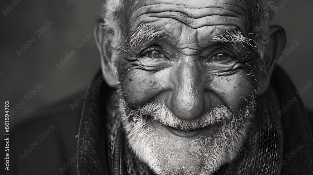 Classic monochrome portrait of an old man smiling. Classic monochrome portrait of an old man smiling.
