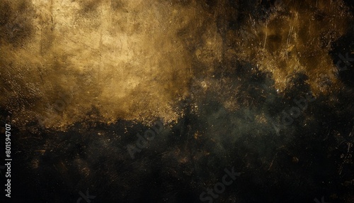 beautiful grunge black gold background panoramic abstract decorative dark background wide angle rough stylish mystic texture wallpaper with copy space for design generative ai photo