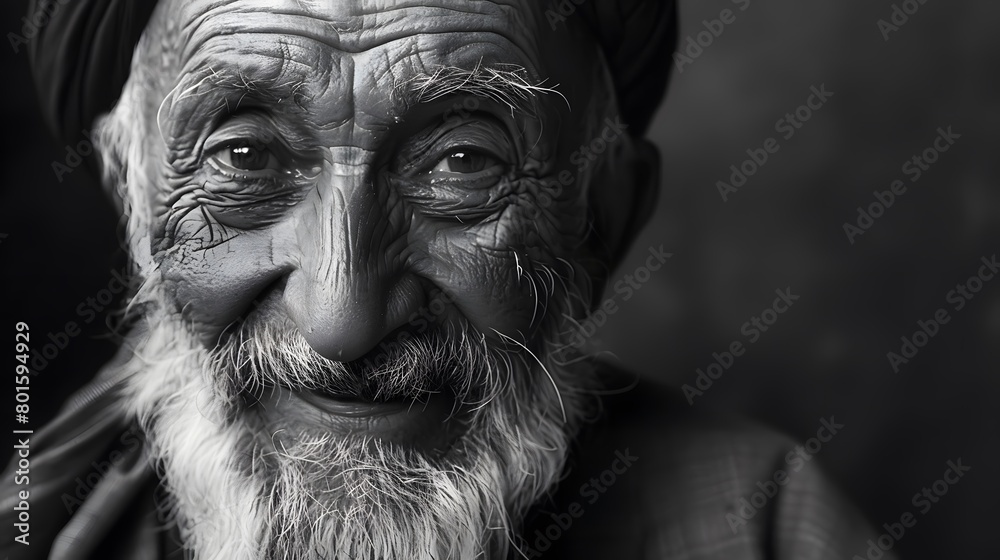 Classic monochrome portrait of an old man smiling. Classic monochrome portrait of an old man smiling.