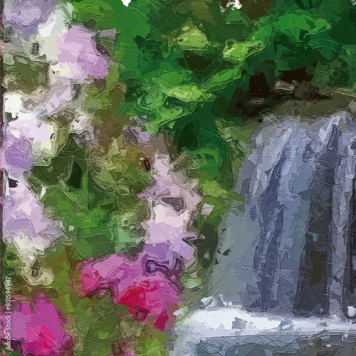 Oil paintings and various floral landscapes  chrysanthemums  lotus leaves  waterfalls  roses  peonies  flowers  and birds