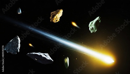 collection of meteorites asteroids comets meteors comet tail isolated on a black background elements of this image furnished by nasa photo
