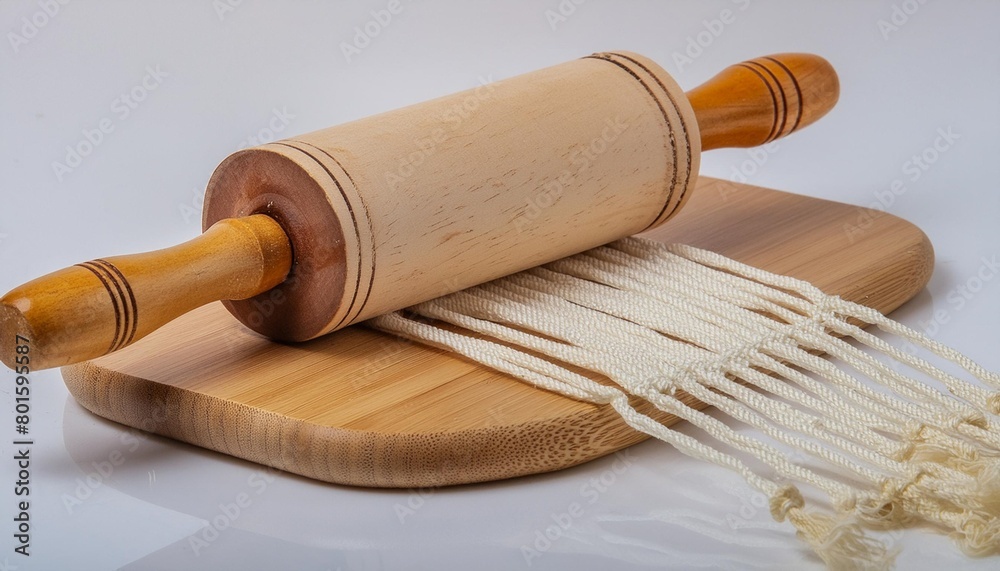 wooden rolling pin isolated on white background the dough rolling concept wooden kneading stick isolated on white background