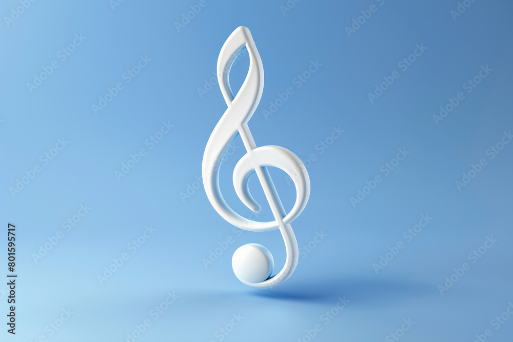 White Treble on Blue Background