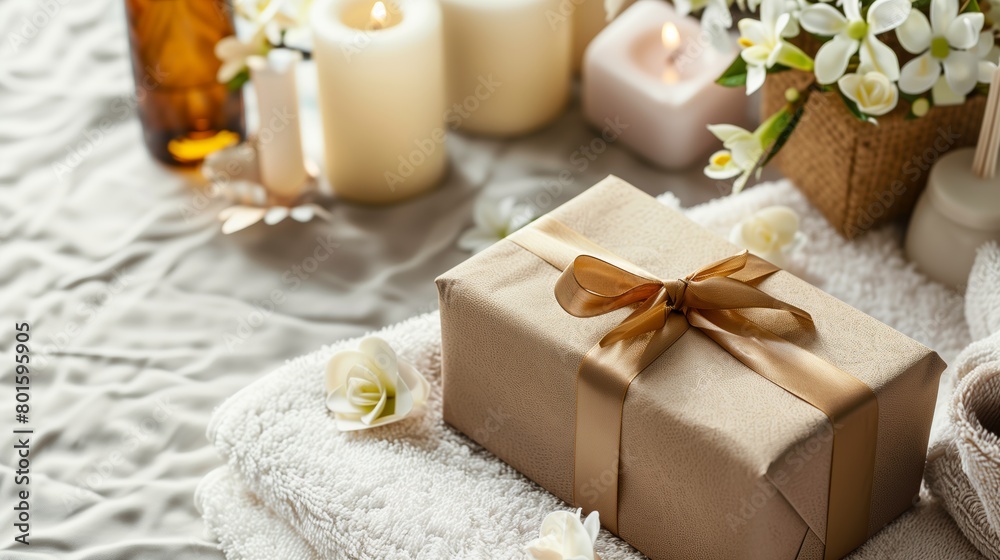 Luxury Spa: A beautifully arranged spa accompanied by spa essentials like candles and aromatherapy oils