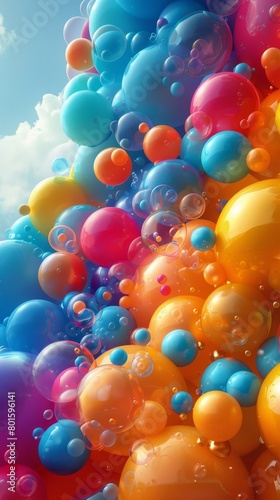 Cluster of Bubbles Floating in the Air