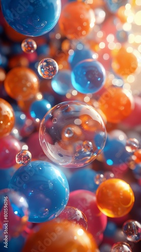 Cluster of Bubbles Floating in the Air