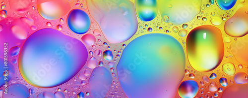 Colorful bubbles of water with rainbow gradient, liquid texture background, multicolored surface, abstract pattern, generated ai 