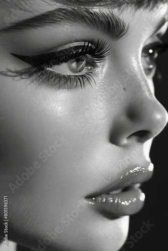 Freckled Woman in Black and White