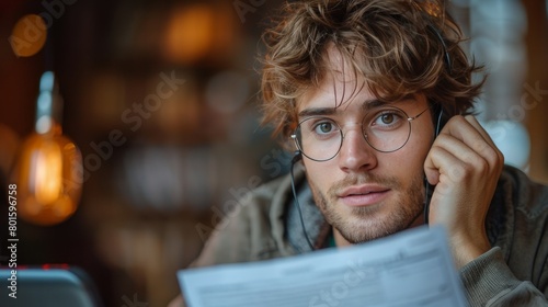 Man With Glasses Talking on Cell Phone