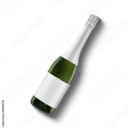 An image of a Green Champagne Bottle isolated on a white background