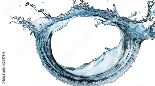 Ring of clear water with splash isolated on white created with Generative AI