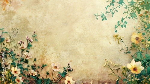 Floral border on aged parchment background