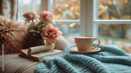 A Cup of Coffee and a Book on a Couch