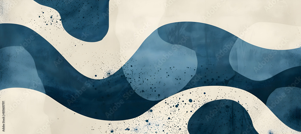 A serene abstract design in shades of blue and beige, with fluid geometric shapes A serene abstract design in shades of blue and beige, with fluid geometric shapes