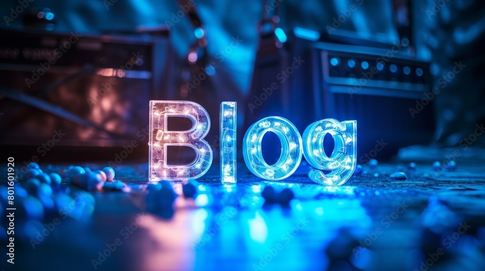 Blue LED Blog concept creative art poster. Blue LED Blog concept creative art poster.