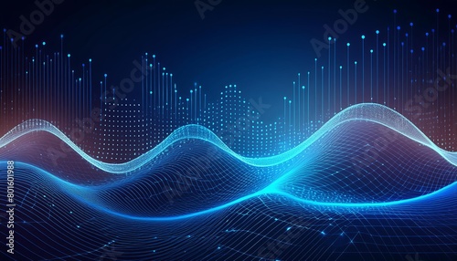 futuristic digital background for tech, AI, data, audio, graphics with waves and dots