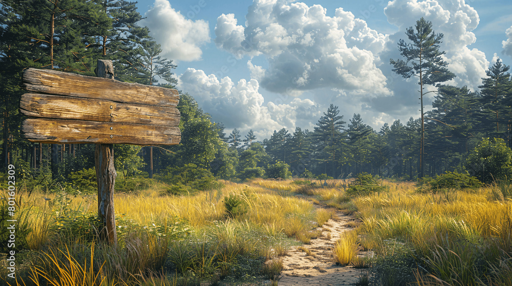 illustration of a road to the forest, a fairy-tale atmosphere, a sign in the forest, Generative AI. illustration of a road to the forest, a fairy-tale atmosphere, a sign in the forest, Generative AI.