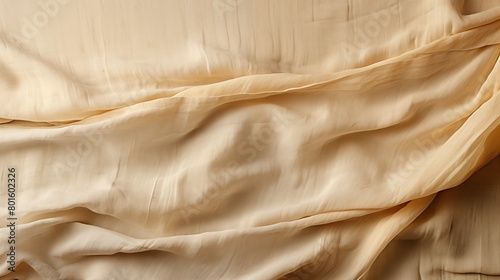 Wallpaper Mural Detailed view of beige  linen cotton satin fabric, bed sheet , showcasing its texture and design Torontodigital.ca