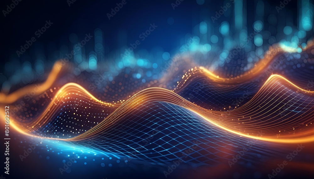 futuristic digital background for tech, AI, data, audio, graphics with waves and dots