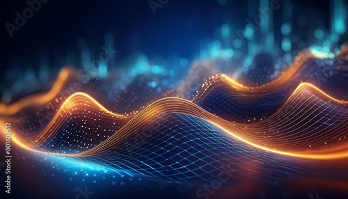 futuristic digital background for tech, AI, data, audio, graphics with waves and dots