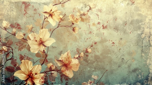 Vintage floral wallpaper design with a rustic charm