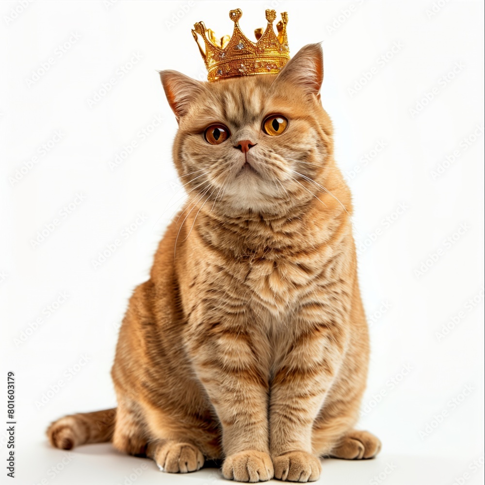 cat with a crown on his head. Generative AI