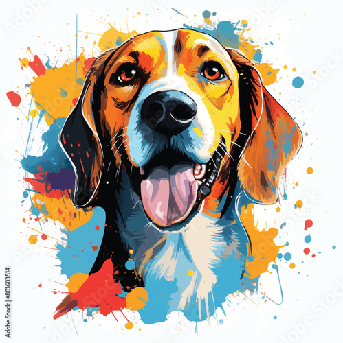 American Foxhound Dog Vector Illustration