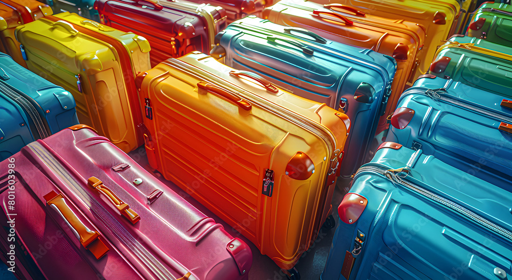 Fototapeta premium A colorful range of travel suitcases.